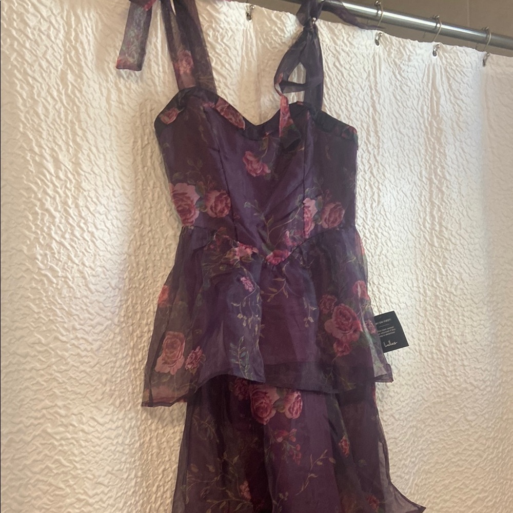Lulu's Purple Floral Midi Dress